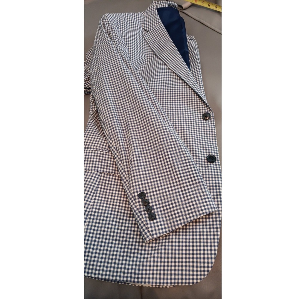 Tommy Hilfiger Blue Gingham Checkered Mens Sports Coat 44R Blazer Preppy Jacket - Picture 8 of 12